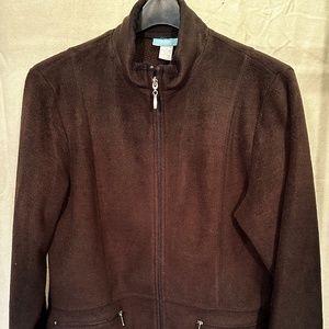 Dark Brown Jennifer Moore  soft fleece jacket. (Petite M)